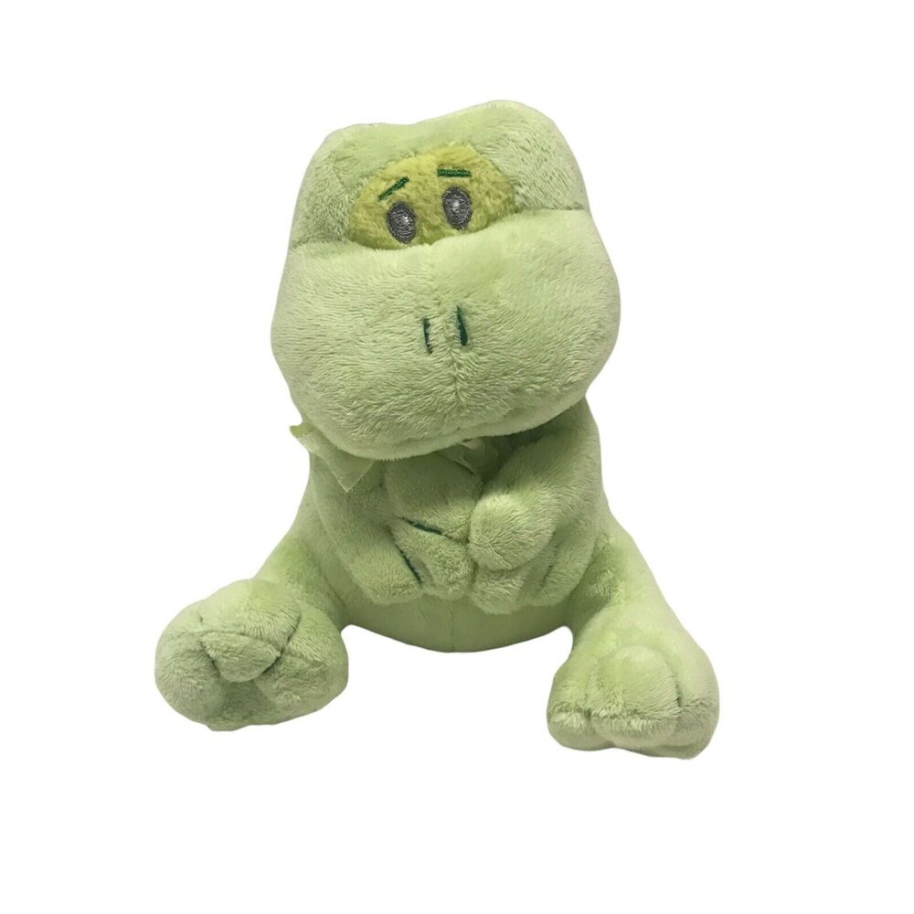 The Petting Zoo Green Frog Plush Rattle 6" Stuffed Animal Baby Toy Bow 2013